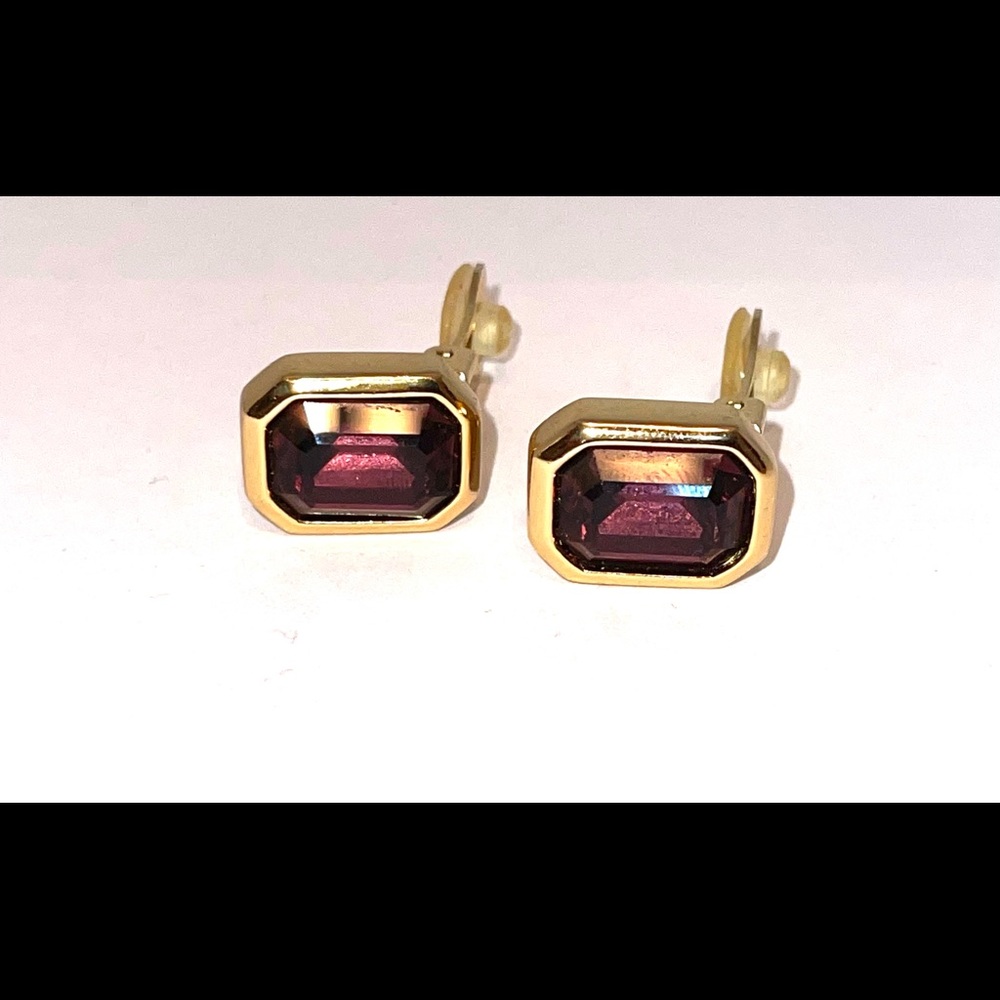Dior Purple Christian Goldtone Clip-on Earrings
